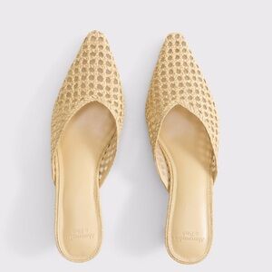 NEW Macrame Pointed Toe Kitten Heel Mule Sandals